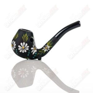 Shop Sand-blasted Black Sherlock W/ White Flowers by Sarita Glass in australian