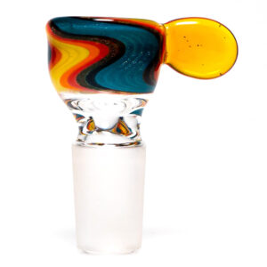 Shop K2 Glass - Worked Snap Slide - 14mm - Fire & Water Wag w/ NS Yellow Handle in australian