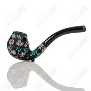 Shop Sand-blasted Black Sherlock W/ Purple Flowers by Sarita Glass in australian