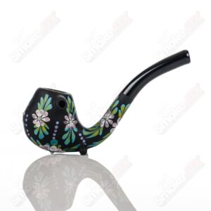 Shop Sandb-lasted Black Sherlock W/ Purple Flowers by Sarita Glass in australian
