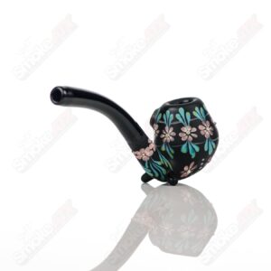 Shop Sand-blasted Black Sherlock W/ Purple Flowers by Sarita Glass in australian