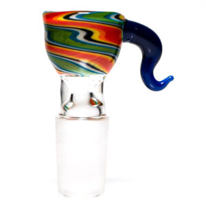 Shop K2 Glass - Worked Snap Slide - 14mm - Fire & Earth Wag w/ Cobalt Horn in australian