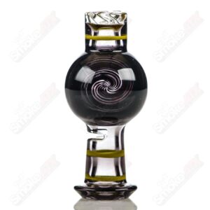 Shop Black Spiral Linework V2 Spinner Cap W/ Yellow Accents by Glass Carpenter in australian