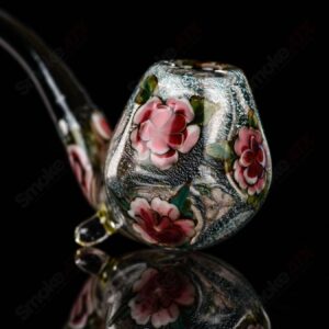Shop Clear Dichro Glass Sherlock W/ Pink Flowers by Sarita Glass in australian