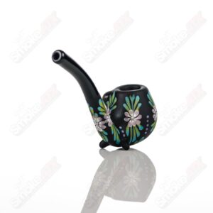 Shop Sandb-lasted Black Sherlock W/ Purple Flowers by Sarita Glass in australian