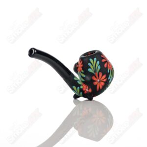 Shop Sand-blasted Black Sherlock W/ Red Flowers by Sarita Glass in australian