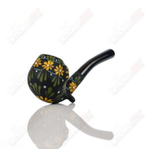 Shop Sand-blasted Black Sherlock W/ Yellow Flowers by Sarita Glass in australian