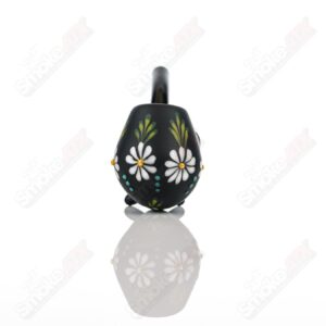 Shop Sand-blasted Black Sherlock W/ White Flowers by Sarita Glass in australian