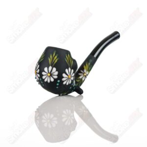 Shop Sand-blasted Black Sherlock W/ White Flowers by Sarita Glass in australian