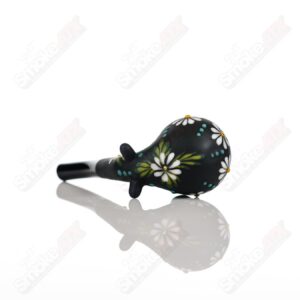 Shop Sand-blasted Black Sherlock W/ White Flowers by Sarita Glass in australian