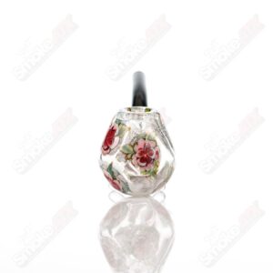 Shop Clear Dichro Glass Sherlock W/ Pink Flowers by Sarita Glass in australian
