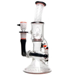 Shop Ben Wilson - Hollow Foot Inline Recycler w/ Triple Donut Perc - White Honeycomb w/ Black & Orange in australian