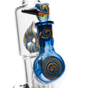 Shop Ben Wilson x Lurch - Worked Triple Donut Perc Recycler Tube - Cobalt w/Fire & Water Linework in australian