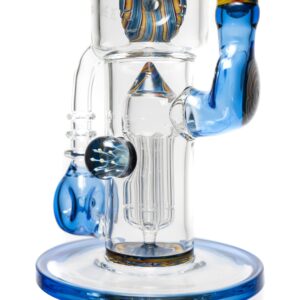 Shop Ben Wilson x Lurch - Worked Triple Donut Perc Recycler Tube - Cobalt w/Fire & Water Linework in australian