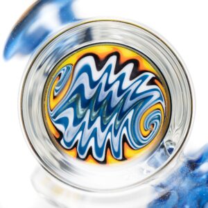 Shop Ben Wilson x Lurch - Worked Triple Donut Perc Recycler Tube - Cobalt w/Fire & Water Linework in australian