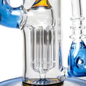 Shop Ben Wilson x Lurch - Worked Triple Donut Perc Recycler Tube - Cobalt w/Fire & Water Linework in australian