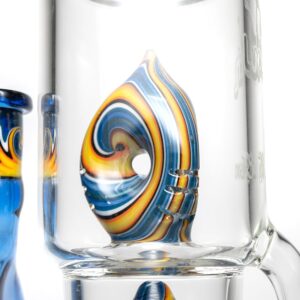 Shop Ben Wilson x Lurch - Worked Triple Donut Perc Recycler Tube - Cobalt w/Fire & Water Linework in australian