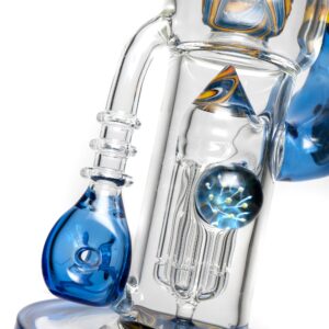 Shop Ben Wilson x Lurch - Worked Triple Donut Perc Recycler Tube - Cobalt w/Fire & Water Linework in australian
