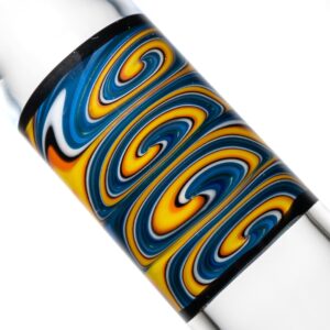 Shop Ben Wilson x Lurch - Worked Triple Donut Perc Recycler Tube - Cobalt w/Fire & Water Linework in australian