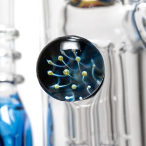 Shop Ben Wilson x Lurch - Worked Triple Donut Perc Recycler Tube - Cobalt w/Fire & Water Linework in australian