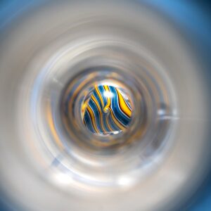 Shop Ben Wilson x Lurch - Worked Triple Donut Perc Recycler Tube - Cobalt w/Fire & Water Linework in australian