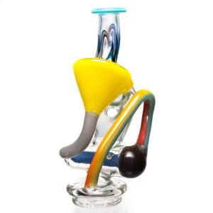 Shop Ben Wilson - Triple Donut Inline Recycler Puffco Peak Top - Multi Color w/ Linework in australian