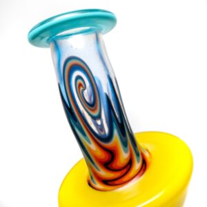Shop Ben Wilson - Triple Donut Inline Recycler Puffco Peak Top - Multi Color w/ Linework in australian