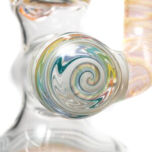 Shop Ben Wilson - Hollow Foot Inline Recycler w/ Triple Donut Perc - Fume w/ White & Rainbow Linework in australian