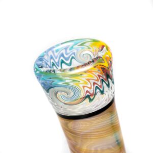 Shop Ben Wilson - Hollow Foot Inline Recycler w/ Triple Donut Perc - Fume w/ White & Rainbow Linework in australian