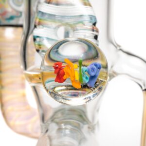 Shop Ben Wilson - Hollow Foot Inline Recycler w/ Triple Donut Perc - Fume w/ White & Rainbow Linework in australian