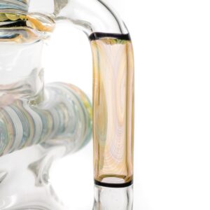 Shop Ben Wilson - Hollow Foot Inline Recycler w/ Triple Donut Perc - Fume w/ White & Rainbow Linework in australian