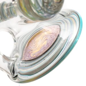 Shop Ben Wilson - Hollow Foot Inline Recycler w/ Triple Donut Perc - Fume w/ White & Rainbow Linework in australian