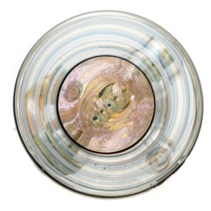 Shop Ben Wilson - Hollow Foot Inline Recycler w/ Triple Donut Perc - Fume w/ White & Rainbow Linework in australian