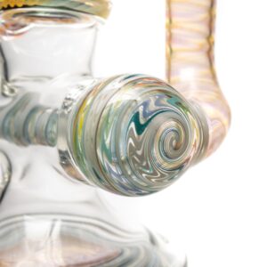 Shop Ben Wilson - Hollow Foot Inline Recycler w/ Triple Donut Perc - Fume w/ White & Rainbow Linework in australian