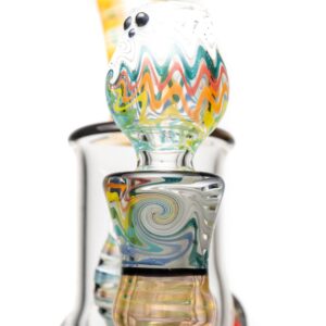 Shop Ben Wilson - Hollow Foot Inline Recycler w/ Triple Donut Perc - Fume w/ White & Rainbow Linework in australian