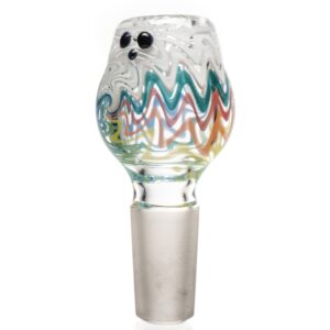 Shop Ben Wilson - Hollow Foot Inline Recycler w/ Triple Donut Perc - Fume w/ White & Rainbow Linework in australian