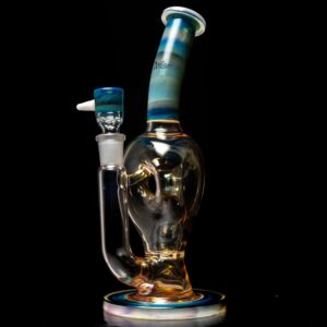 Shop Ben Wilson - Triple Donut Bubbler - Fume w/ Striking Blue & White in australian