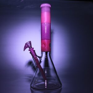 Shop Chris Sculli x Glass Munky - Worked Beaker - Purple/White Satin & UV Retti in australian