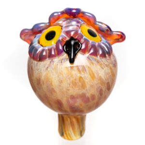 Shop Four Winds Flameworks - Owl Bubble Cap - Amber Purple in australian