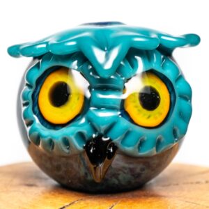 Shop Four Winds Flameworks - Owl Bubble Cap - Blue Frit in australian