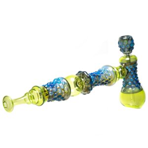 Shop Goo Roo Designs - 23" Hammer Bubbler - Blue Fume & Green w/ Smoke in australian
