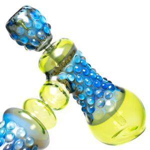 Shop Goo Roo Designs - 23" Hammer Bubbler - Blue Fume & Green w/ Smoke in australian