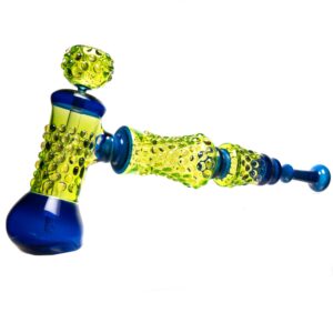 Shop Goo Roo Designs - 23" Hammer Bubbler - Transparent Green & Cobalt in australian
