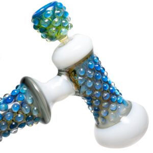 Shop Goo Roo Designs - 22" Hammer Bubbler - Green Blue & White w/ Smoke in australian