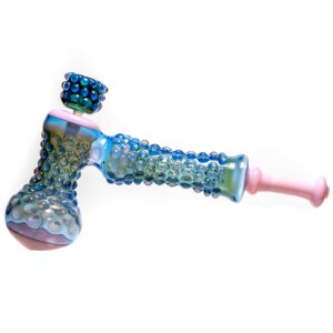 Shop Goo Roo Designs - 16" Hammer Bubbler - Milky Pink, Blue & Fume in australian