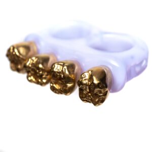 Shop Zii - 2 Finger Ring - Pink w/ Gold Teeth in australian