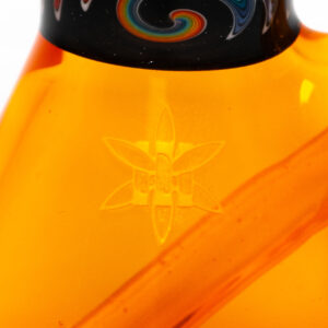 Shop Ill Glass - Custom Mini Beaker - Transparent Orange w/ Rainbow Linework in australian