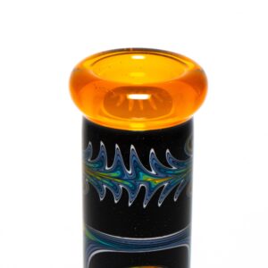 Shop Ill Glass - Custom Mini Beaker - Transparent Orange w/ Rainbow Linework in australian