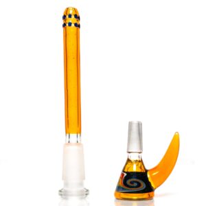 Shop Ill Glass - Custom Mini Beaker - Transparent Orange w/ Rainbow Linework in australian