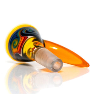 Shop Ill Glass - Custom Mini Beaker - Transparent Orange w/ Rainbow Linework in australian
